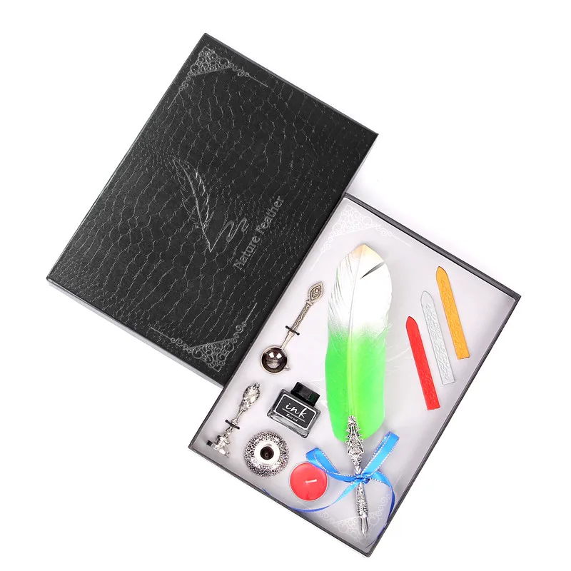 Набор европейских перьевых ручек с воском и ретро текстурой медный держатель для