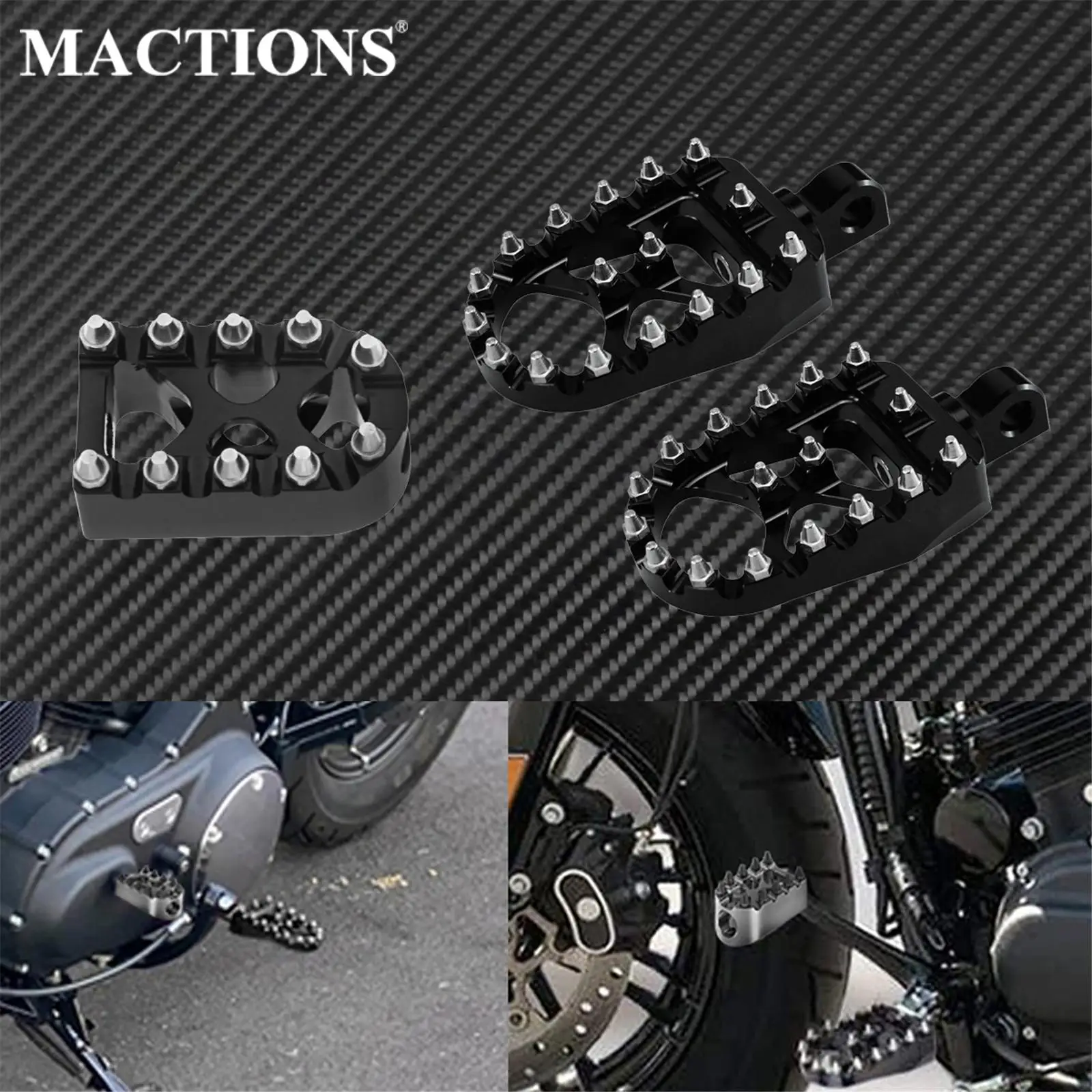 Motorcycle Black Footpegs CNC  Wide FootRest Gear Shift Brake Pedals Toe Shifter Pegs For Harley Dyna Street Bob Sportster XL