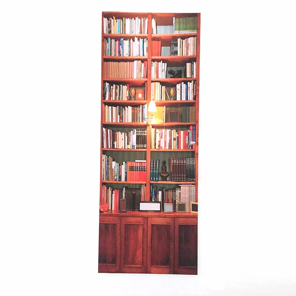 Retro bookcase self-adhesive renovation bedroom living room wall stickers dormitory door | Дом и сад
