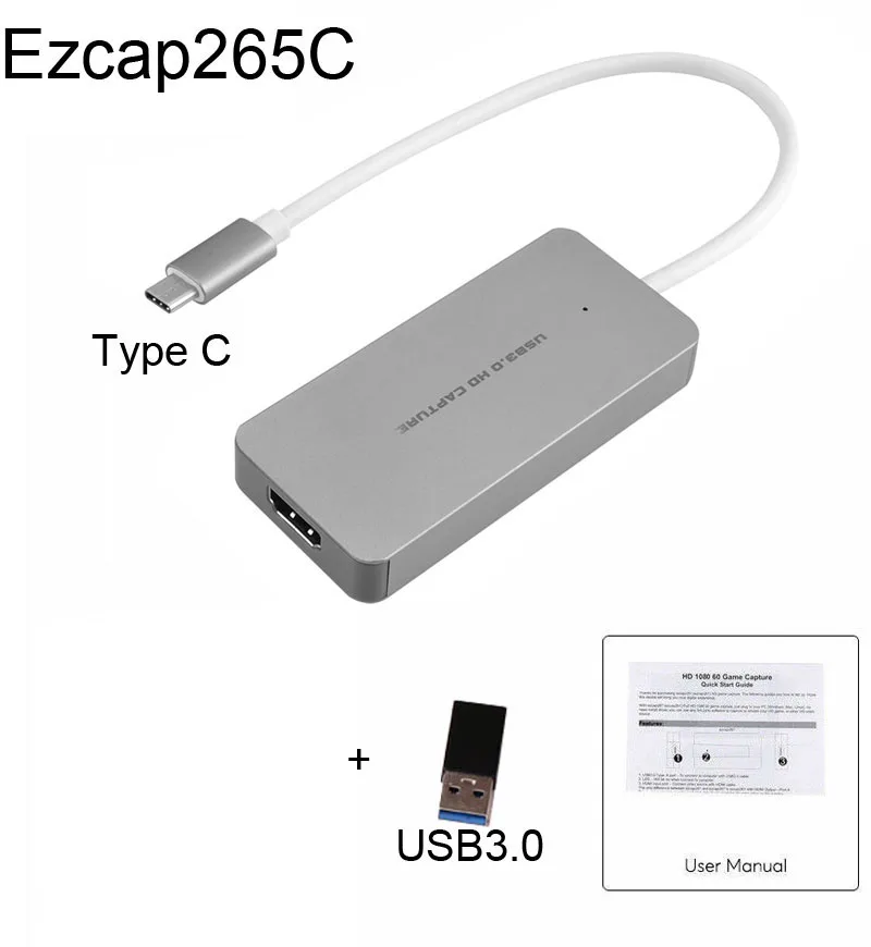 USB 3,0 TypeC Карта видеозахвата HDMI к USB3.0 ТВ коробка видеокамера игра прямая потоковая запись ключ для PS3 PS4 XBox one телефон - Цвет: Ezcap265C