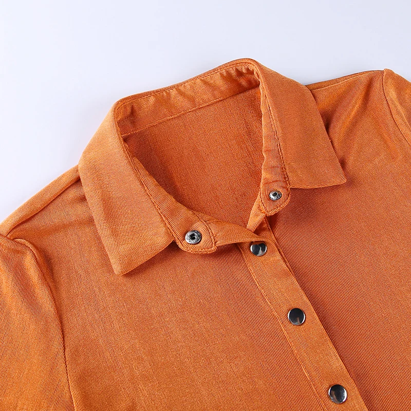 

Fashion Cute Slim Solid Color Single-breasted Short Sleeve Tee SML 2 Colors Woman Casual Short Skinny T-Shirt Lady Crop Top