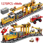 Железнодорожная дорога железнодорожная машина фигурки Кирпичи Город электрический трек поезд строительные блоки механический подарок DIY игрушки для детей Подарки