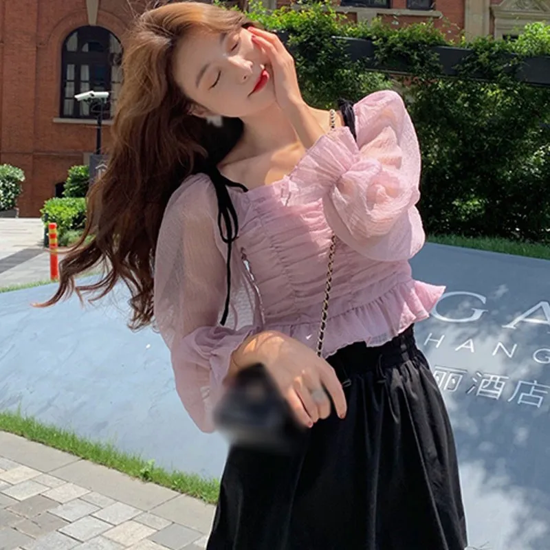 

Women's Fashion Floral Print Slash Neck Blouses Sexy Sweet Chiffon Long Sleeve Shirt Tops 2020