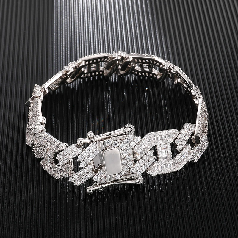 Hip Hop 15MM Heavy Miami Baguette Zircon Iced Out Cuban Link Necklace AAA CZ Prong Setting Necklaces Hip Hop Jewelry 18'' 24''