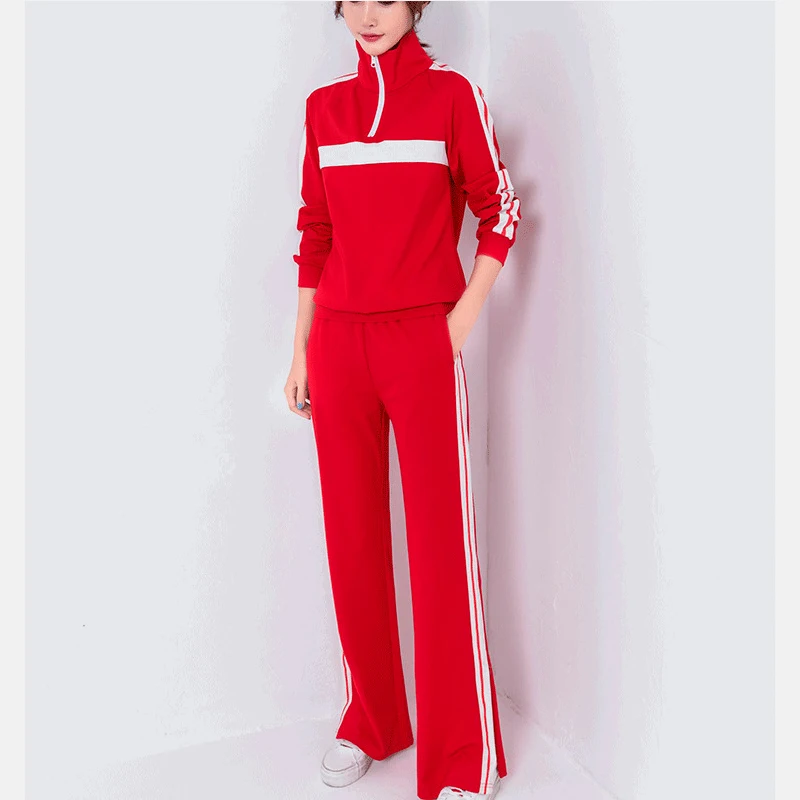 

KE New 2021 Sports and leisure suit women's nylon cotton blended wide-leg pants suit jacket spring autumn two-piece tracksuit wo