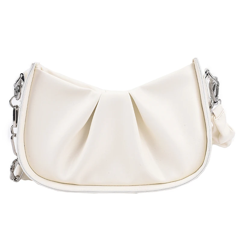 

2021 Spring and Summer New Small Soft Folds Pu Leather Crossbody for Women Trend Luxury Fashion Chain Shoulder Handbag Designer