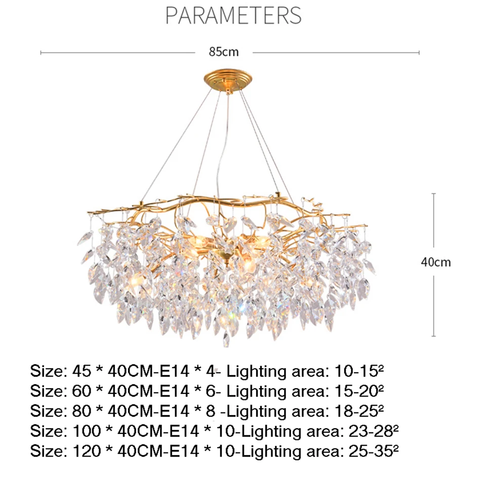 

Modern Crystal LED E14 Chandelier Lighting Pendant Lamp for Dining Room Restaurants Living Room Shop Home Indoor Light Fixtures