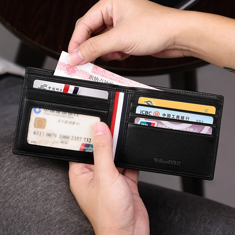 Мужской кошелек из натуральной кожи WILLIAMPOLO тонкий маленький Повседневный