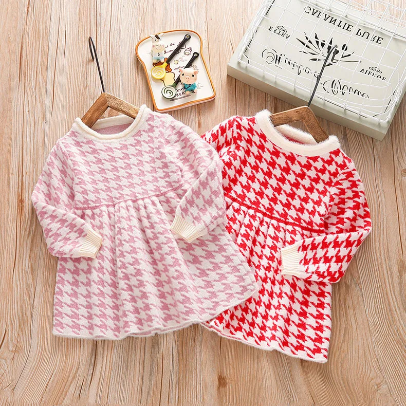 Girls Knitted Dress 2020 New Fashion High Quality Little Pullover Sweater Child Warm Clothes For Winter Autumn Dresses 4T | Детская