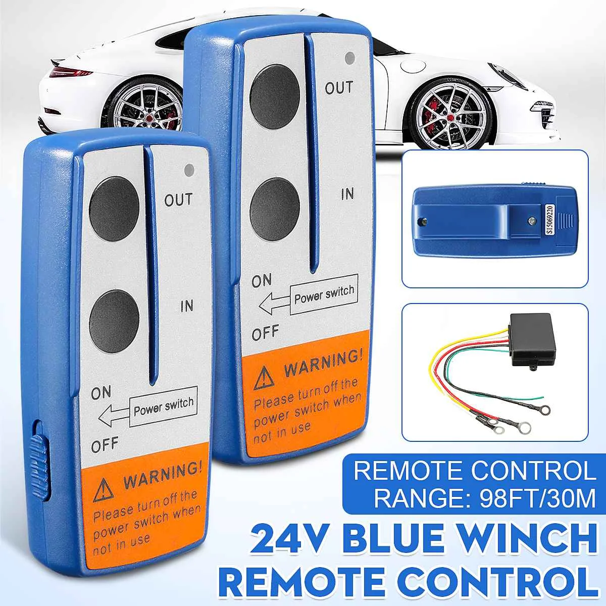 

98ft/30m 24V Universal Smart Winch Wireless Remote Control Switch Set With Twin Handset Remote Range