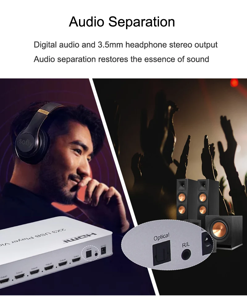 2x3 HDMI HD ТВ экран Сращивание процессор 4K 2x2 1x2 ТВ видео настенный контроллер USB плеер Поддержка KVM USB мышь клавиатура Ethernet