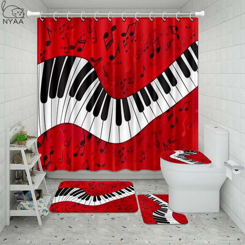 Vixm черный музыкальный набор для ванной комнаты водонепроницаемый занавесок душа