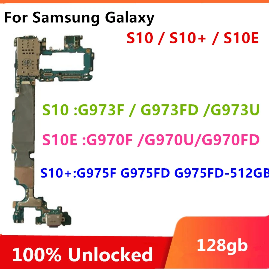 Оригинальная разблокированная материнская плата для Samsung Galaxy S10 / Plus G975F G975FD G975U G973F
