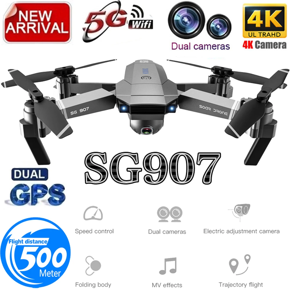 Дрон SG907 4K HD с двойной камерой Дрон gps Радиоуправляемый вертолет Дрон Профессиональный следущий за мной стабильная высота Квадрокоптер VS LF609 E58 SG901