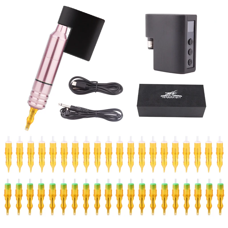 

Complete Beginner Tattoo Kit Motor Pen Machine Wireless Power Supply Set Cartridge Needles