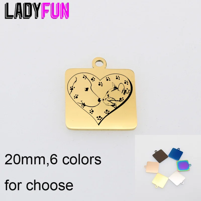 

Heart Paw Prints Cat Dog Charm Stainless Steel Laser Words Animal Dog Lover Pendant Personalized Diy Jewelry Supplier