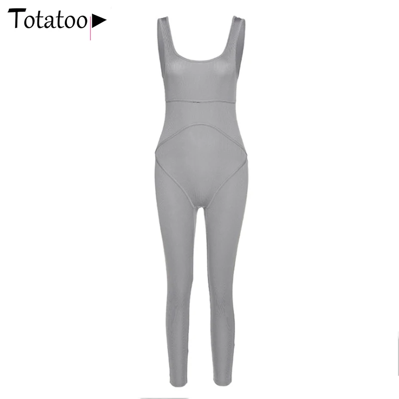 

Serytee Strap Sleeveless Rib Knit Jumpsuit Women 2020 Summer Sleeveless Skinny Outfit Sporty Jumpsuit Streetwear Casual Rompers