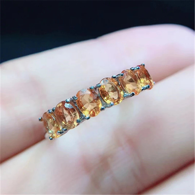 Классическое желтое кристаллическое кольцо 3 мм * 4 из серебра 925 пробы с