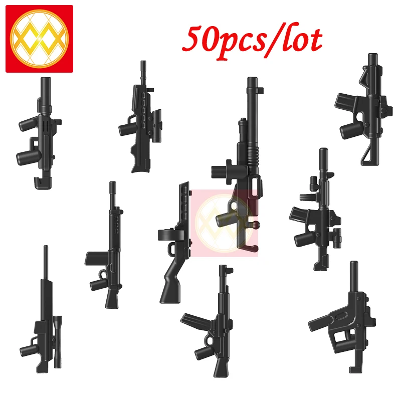 50 шт./лот все виды пистолетов WW2 Аксессуары оружие фигурки команда строительные