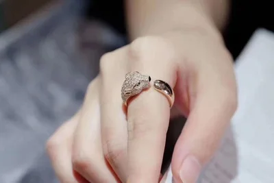 

Leopard Ring For Men And Women With Diamond Cheetah Opening Adjustable Fashion Big-name Personality Leopard Head index Finger