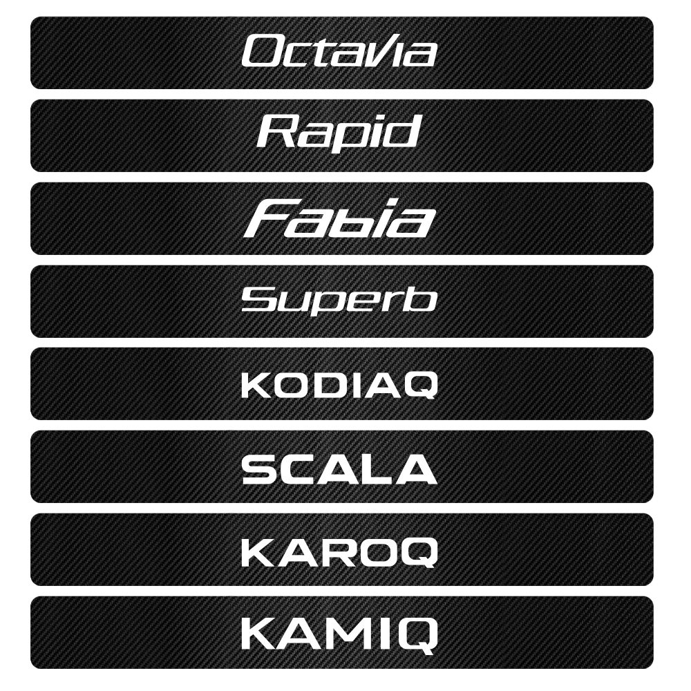 Skoda Octavia A5 A7 Fabia Superb Rapid Kodiaq Kamiq Accessories - Car-Styling 4D Carbon Fiber Vinyl Door Threshold Stickers image 3