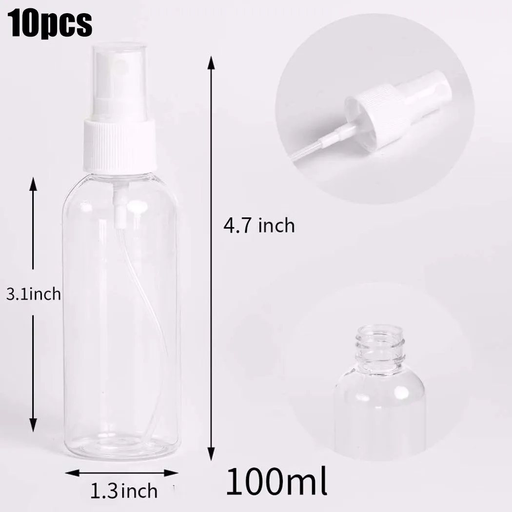 

10* Plastic Spray Bottle 30/50/100ML Clear Plastic Perfume Atomizer Empty Spray Bottle Beauty Travel