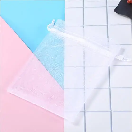 Белый 100pcs/Lot Organza Drawstring Bags 5x7 7x9 9x12 10x15cm Jewelry Packaging Bags Wedding Christmas Birthday Gift Packing Pouces - Цвет: Белый