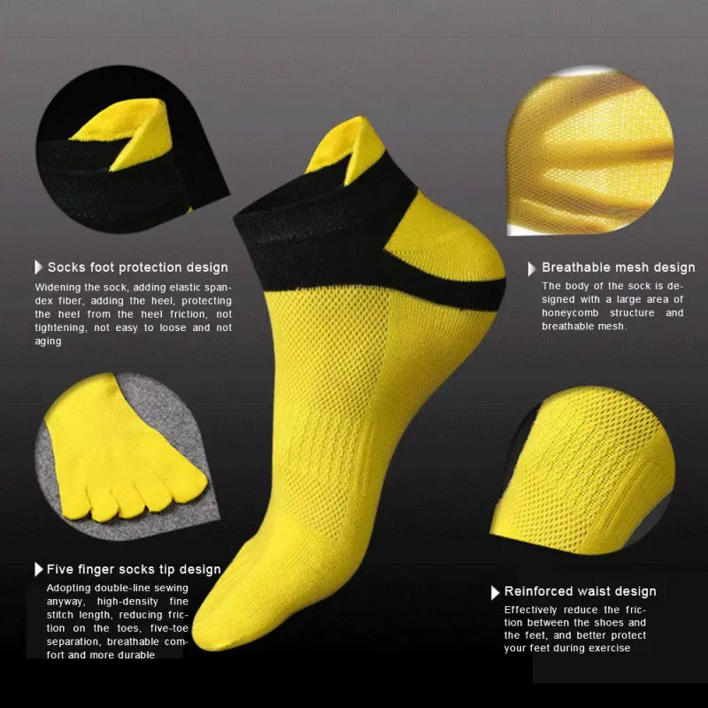 

Outdoor Sports Breathable Casual Five Finger Socks Stitching Color Non-slip Deodorant Five-finger Socks Cotton Fashion Men Sock