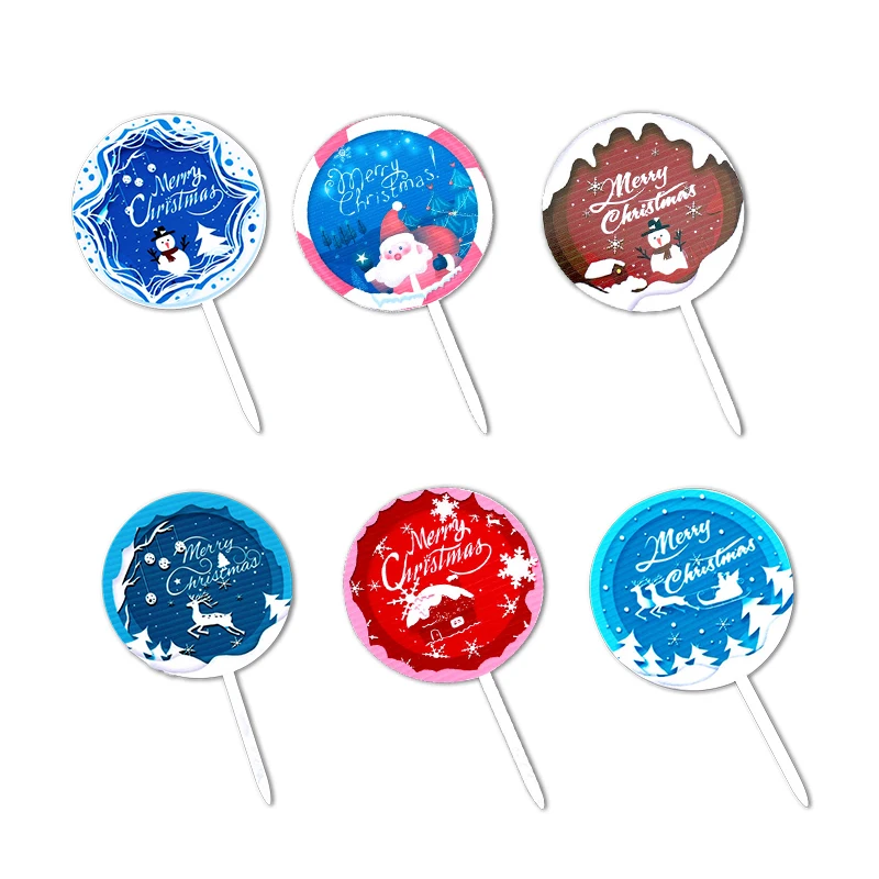 

Christmas Color Printing Baking Cake Decoration Acrylic Card Plug-in Party Dress Up Christmas Elk Cake Plug-in