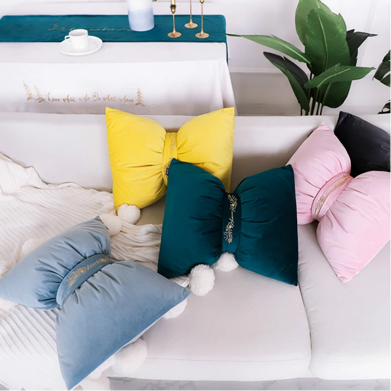 Нордическая INS ветрозащитная Подушка cillink с бантом бархатная Женская подушка в