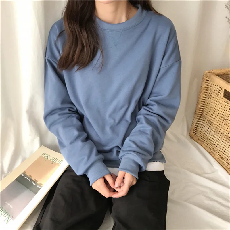 Женские свитшоты осенне зимние толстовки одноцветные с длинным рукавом