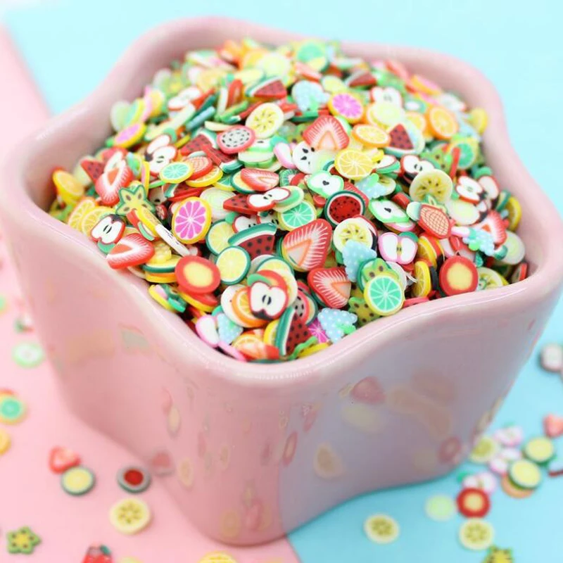 

1000Pcs/Bag Crystal Epoxy Resin Mould Filler Clay Slices Cartoon Fruit Flowers Pattern Colorful Mixed Filling For DIY Nail Art