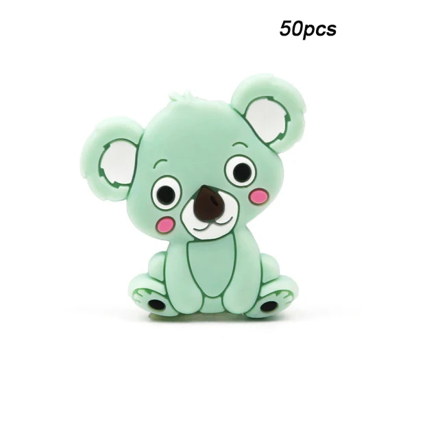 mint LOFCA 50 шт. силиконовые бусины Koala пищевой BPA-Free силиконовые бусины для изготовления детских прорезывателей пустышки цепи детский Прорезыватель игрушка - Цвет: mint