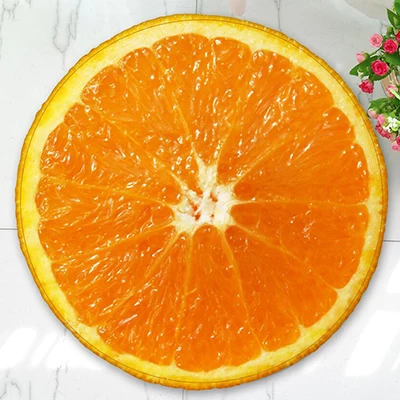 orange Освежающий летний круглый ковер фруктовый 3D мягкий коврик для йоги нескользящие коврики Kiwi арбуз напольный коврик для детской комнаты домашний декор - Цвет: orange