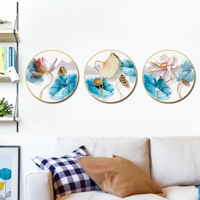 

Круглая рамка из ПВХ настенные наклейки в виде лотоса для спальни, гостиной, фон, крыльцо, декоративные наклейки на стену
