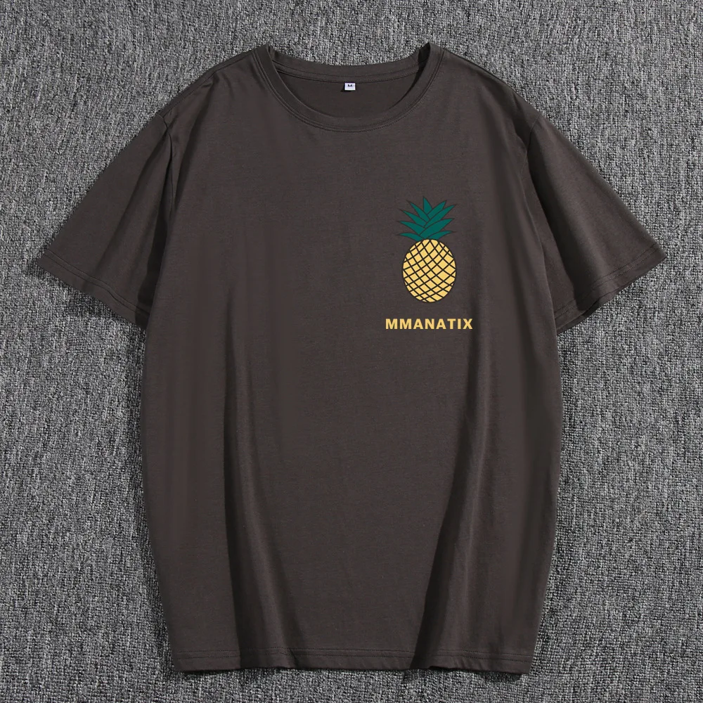 

Cotton Men's T Shirt Pineapple Graphic T Shirts Short Sleeve O Neck Casual Summer Tees Tops Streetwear Clothing