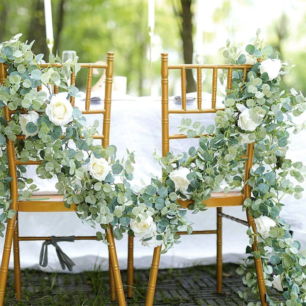 

Artificial Flowers Plants Fake Eucalyptus Vine Garland Rose Hanging for Wedding Party Home Backdrop Garden Craft Art Decor Vine