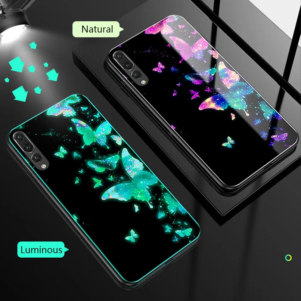 Светящийся чехол для телефона huawei Honor Play 20 Pro 10 9 8 Lite 8X Max для mate 20 P30 P20 Lite Pro для Nova 3 чехол из закаленного стекла