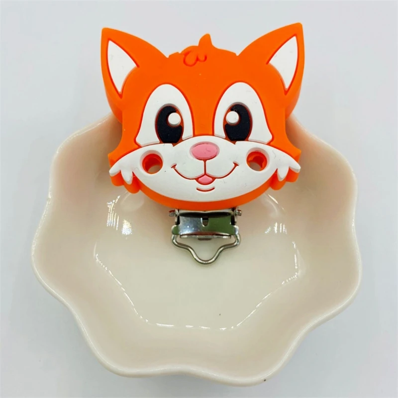 

Cartoon Animal Pacifier Clips Food Grade Silicone Baby Teether Safety Clasp Dummy Chain Holder DIY Nipple Toys