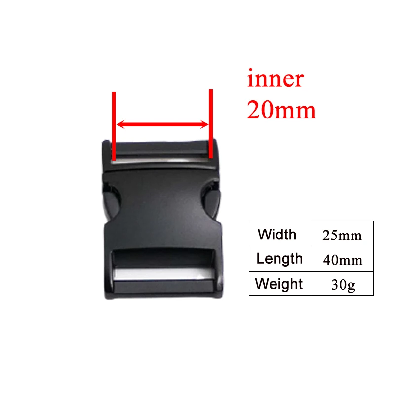 Черный 20 мм (металлическая пряжка + Регулируемая D-образное кольцо металлическая