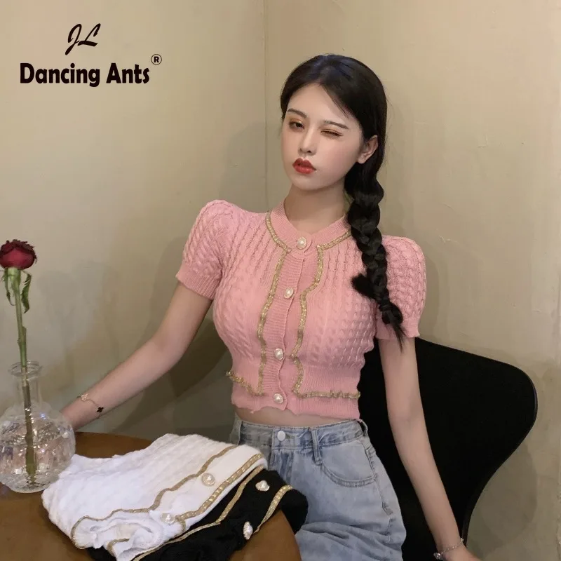 Женские кардиганы с круглым вырезом верхняя одежда вязаный короткий рукав