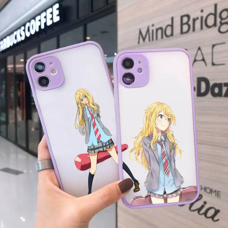 

Japan Anime Your Lie in April Phone Cases Matte Transparent for iPhone 7 8 11 12 s mini pro X XS XR MAX Plus cover funda shell