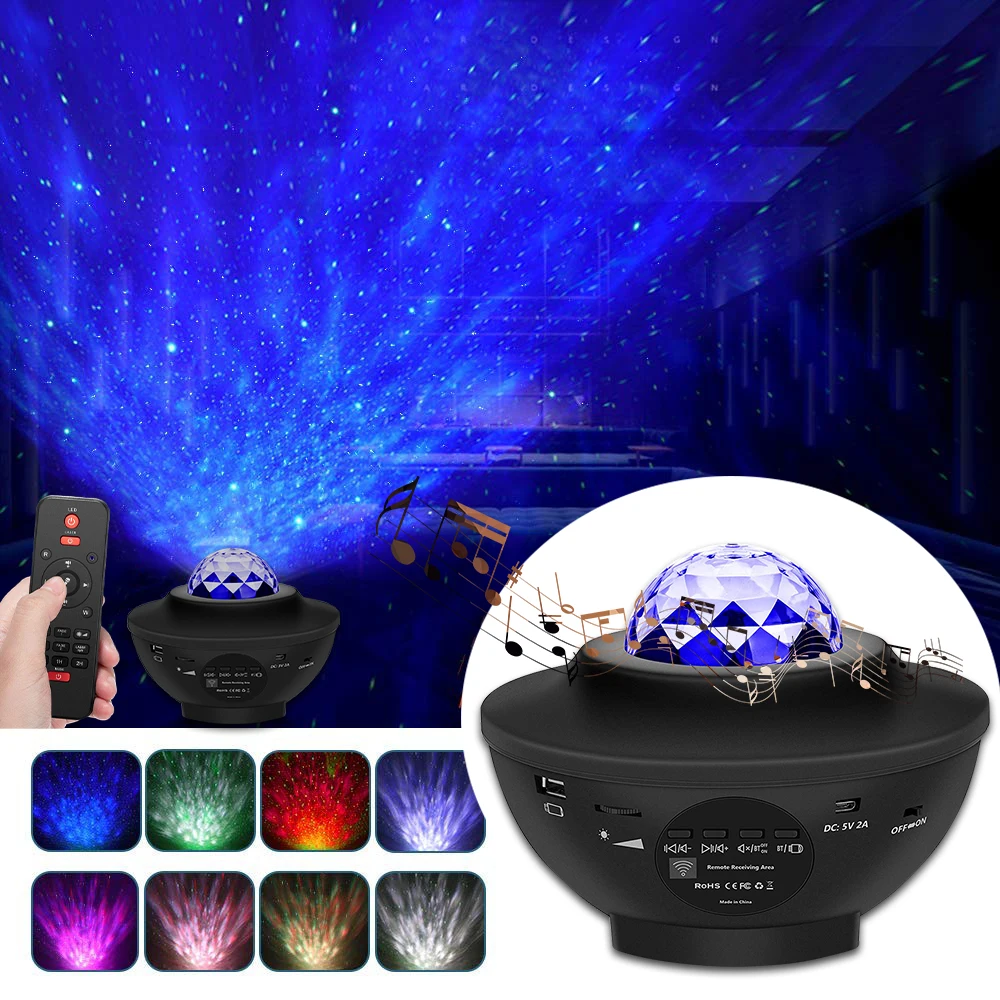 

21 Light Modes Bluetooth-compatible LED Star Night Light Music Starry Water Wave Remote Timer USB Powered Sound-Activated Star