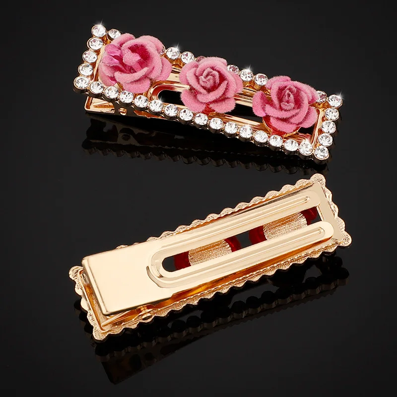 Стразы заколка для волос Аллигатор роза цветок Утконос с кристаллами