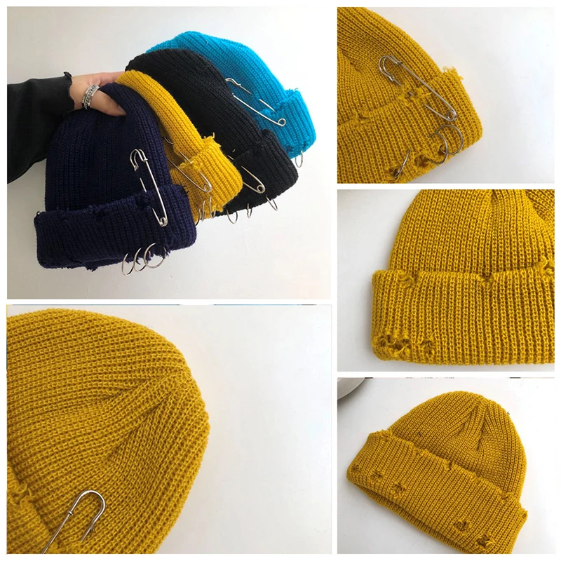 Зимние теплые шапки унисекс Y2k в стиле Харадзюку Модные осенние вязаные с дырками