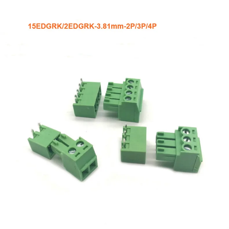 100 шт. 15edgk/2edgk 3. 81 мм 2P 3P 4P 12P прямоугольный винтовой разъем PCB штекер/гнездо