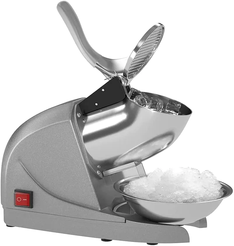 

380W Electric Ice Crusher With Dual Blades Stainless Steel Shaved Ice Machine 220Lbs/Hr Home And Commercial Ice Snow Cone Maker