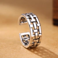 2019 new retro hollow interwoven mesh ring 925 sterling silver opening ring for women thai handmade antique silver jewelry