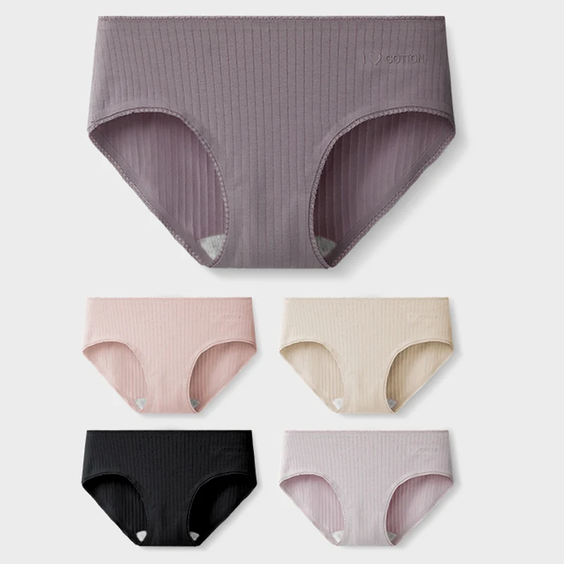 Удобные трусики со средней талией женское нижнее белье женские в полоску тонкие