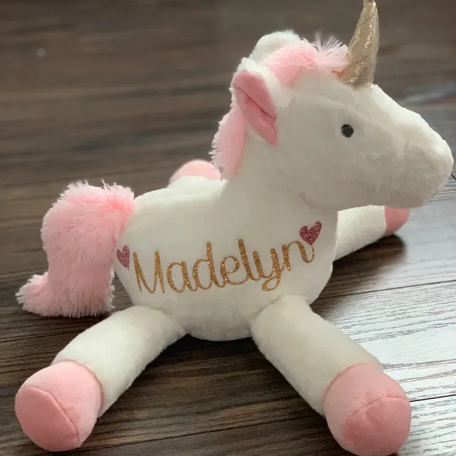 Персонализированная плюшевая игрушка единорог для маленьких девочек набивное